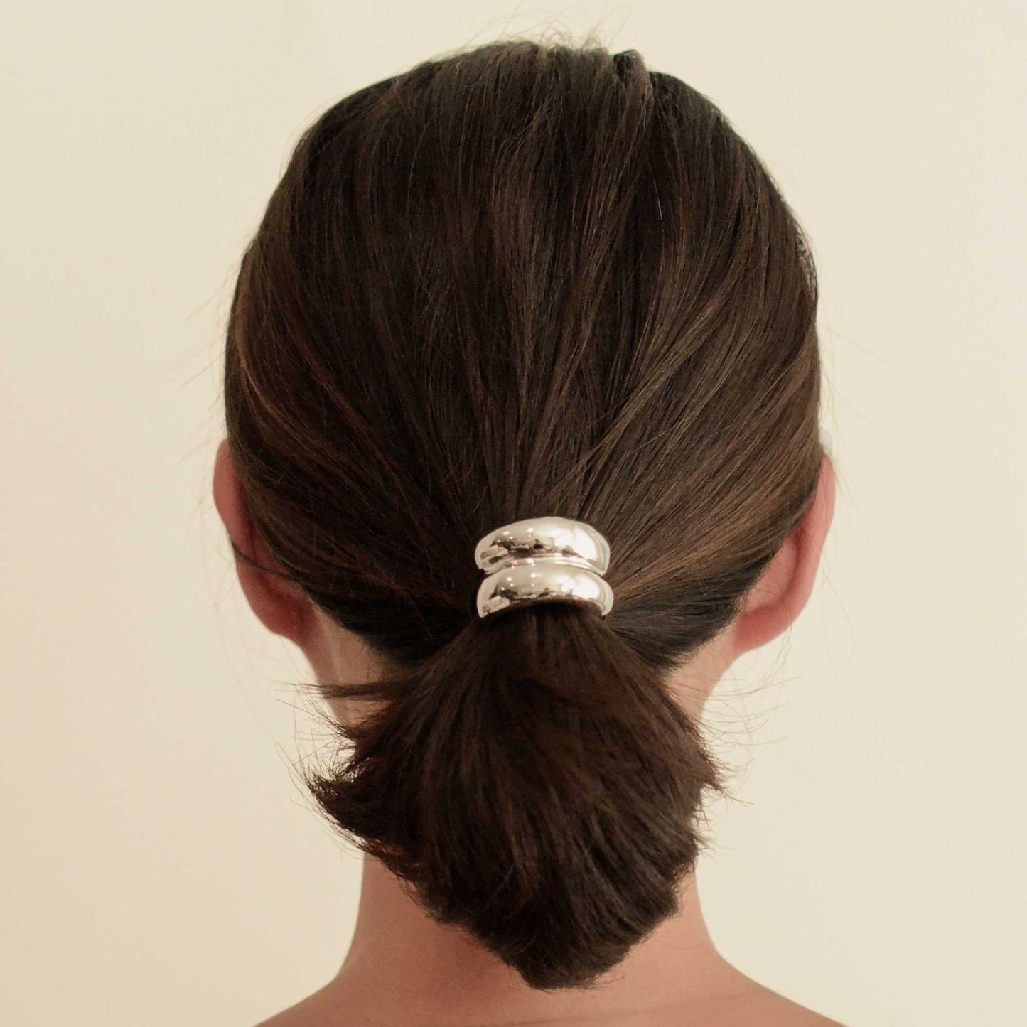 Mini Double Arch Metal Ponytail Hair Tie — Silver