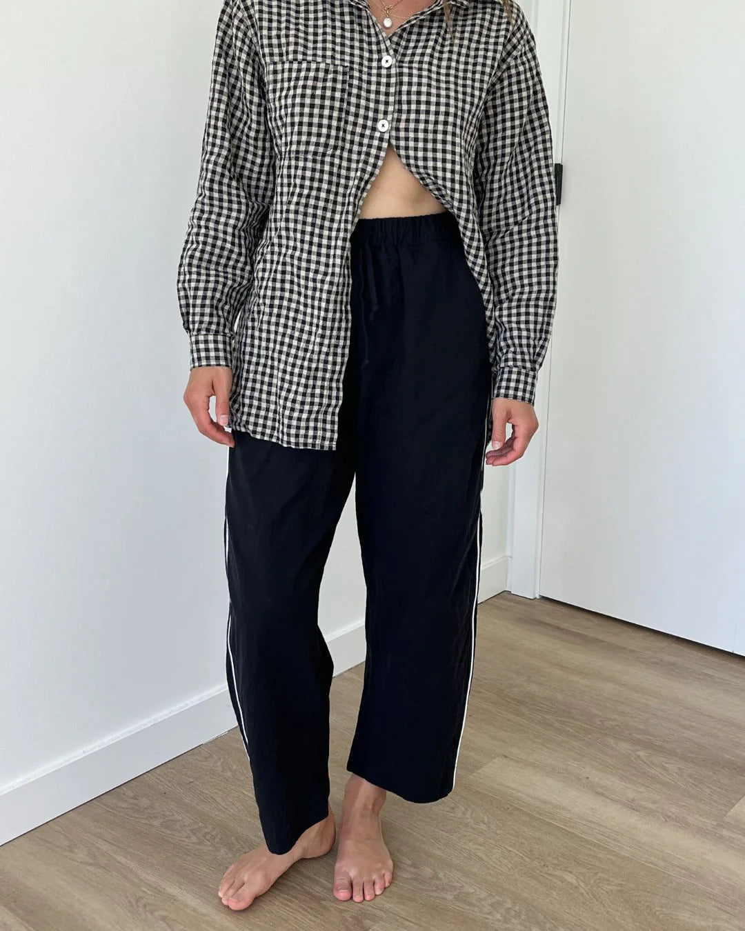 Jules Pant — Black with White Piping