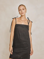 Modern Sunday Tie Shoulder Sundress - Black