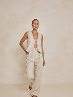 Modern Sunday Linen Vest - Natural