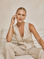 Modern Sunday Linen Vest - Natural