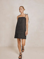 Modern Sunday Tie Shoulder Sundress - Black