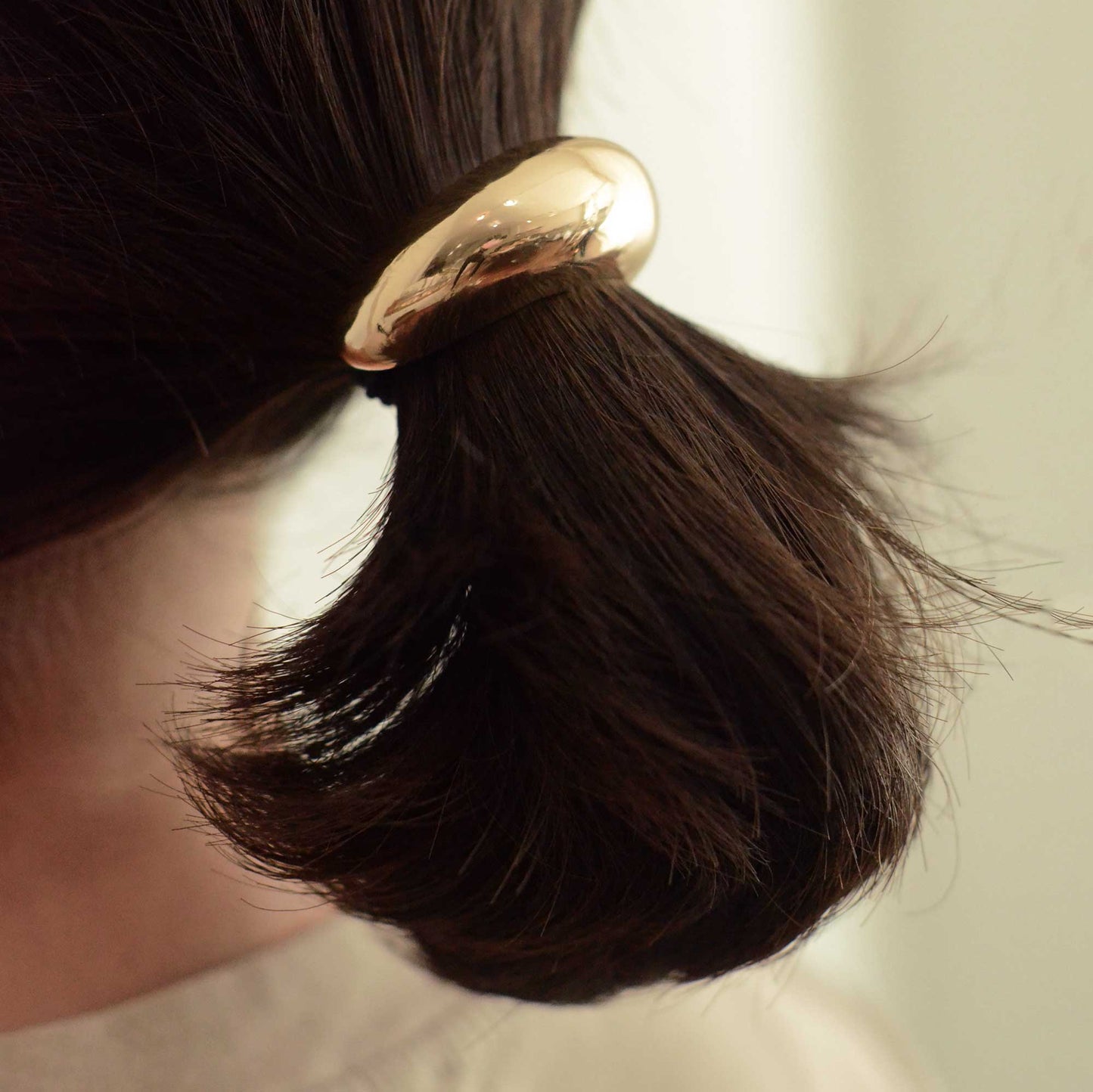 Narrow Crescent Metal Cuff Hair Tie — Gold