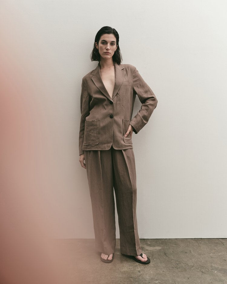 Linen Blend Wide Leg Pants