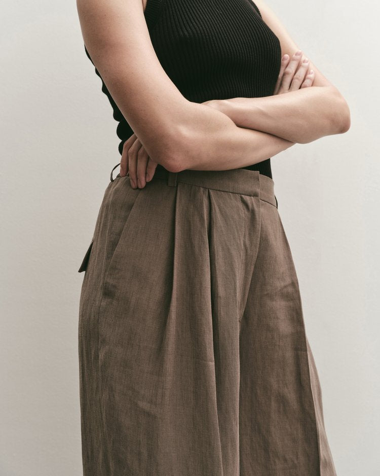 Linen Blend Wide Leg Pants