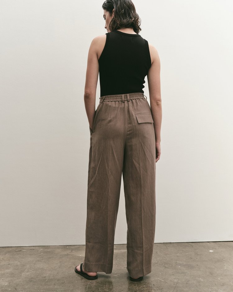 Linen Blend Wide Leg Pants