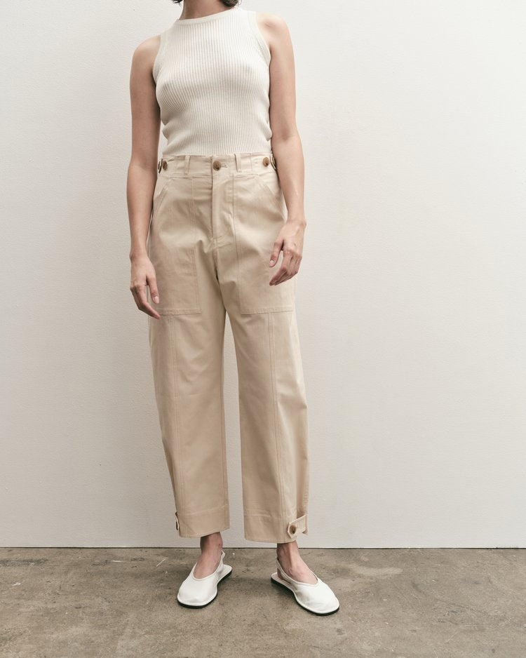 Cropped Workwear Trouser - Light Beige