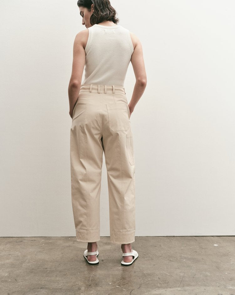 Cropped Workwear Trouser - Light Beige