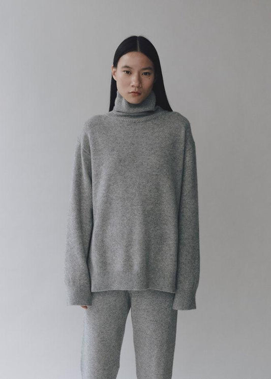 Cashmere blend High Neck Knit - Grey