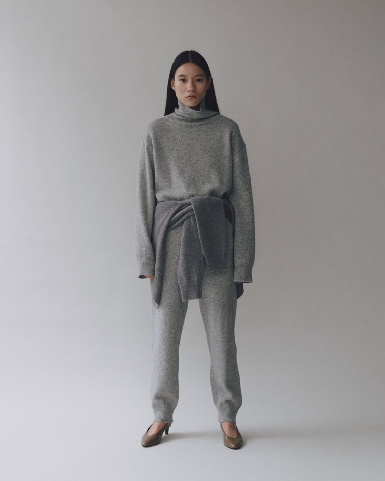 Cashmere blend High Neck Knit - Grey