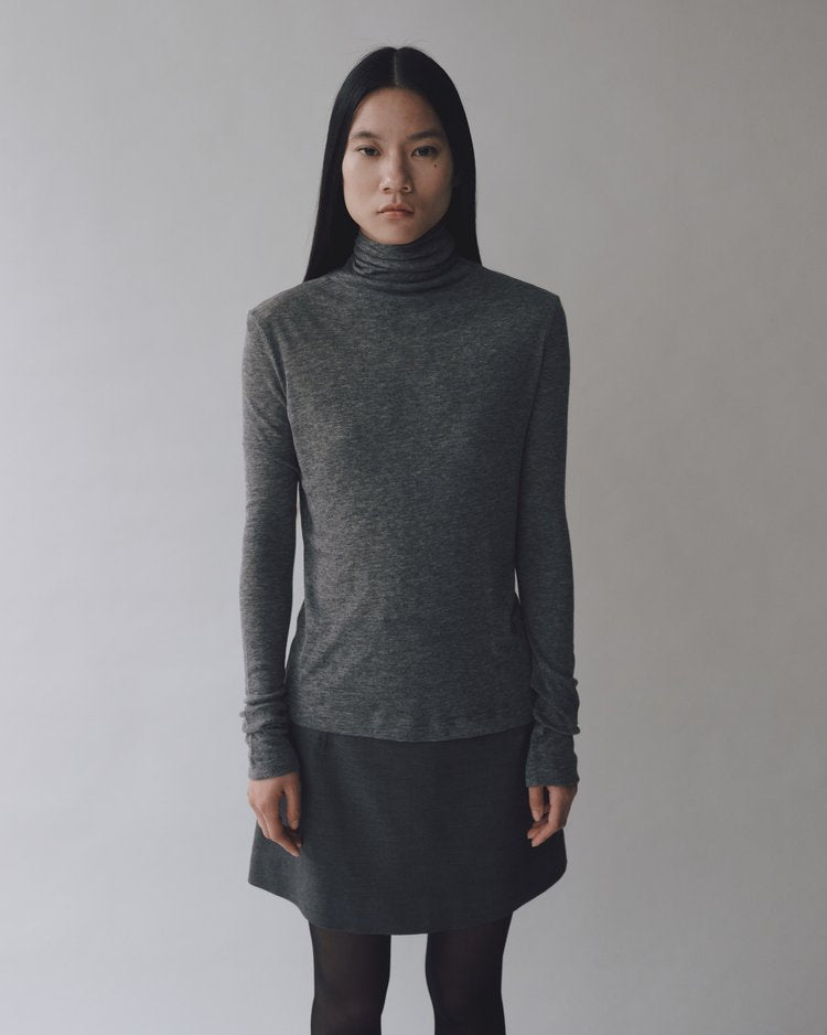 Wool Blend Mini Skirt - Charcoal