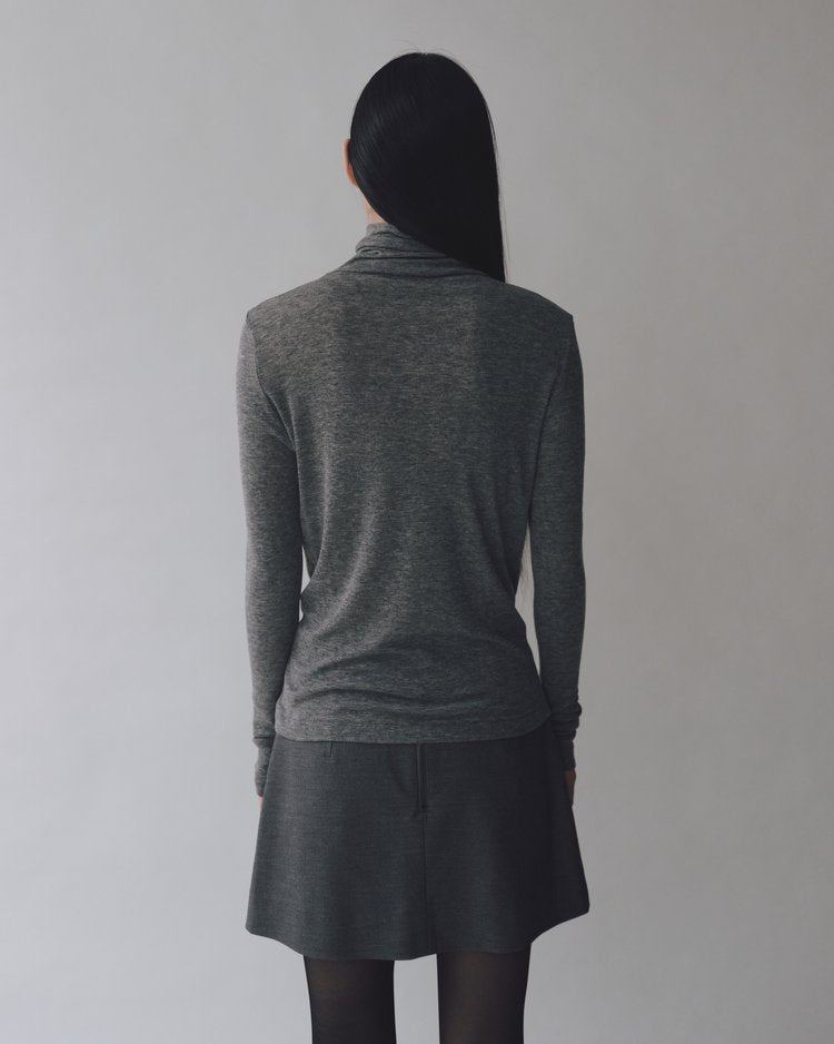 Wool Blend Mini Skirt - Charcoal