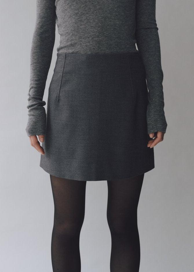 Wool Blend Mini Skirt - Charcoal