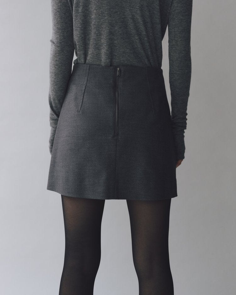 Wool Blend Mini Skirt - Charcoal