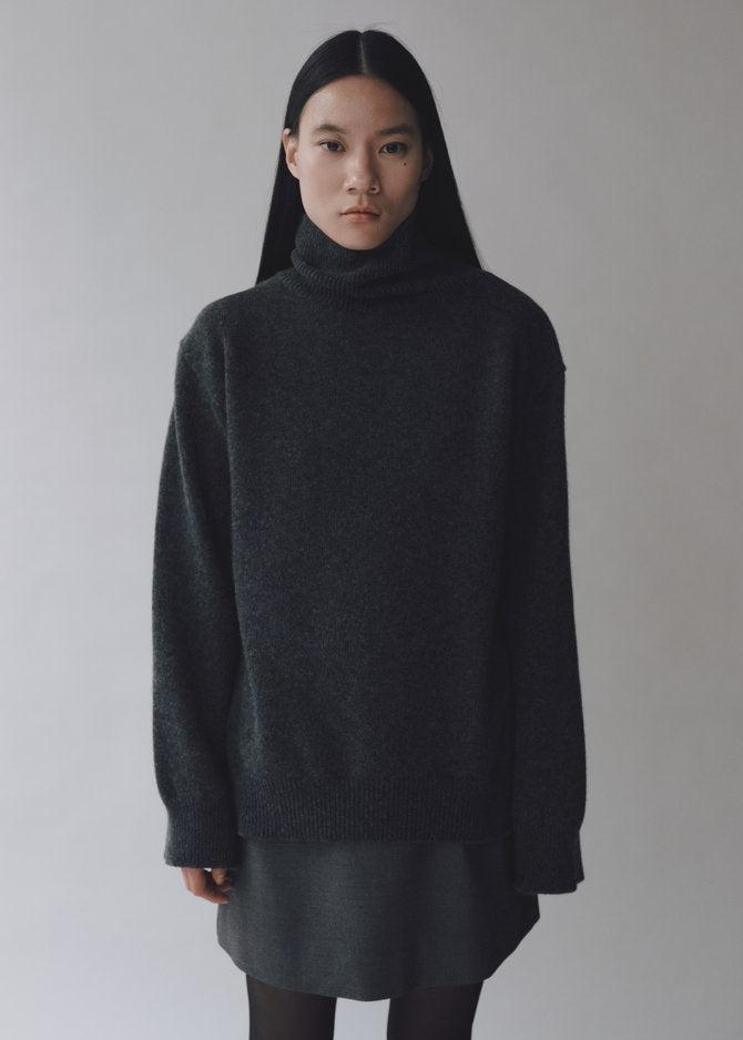 Cashmere blend High Neck Knit - Charcoal