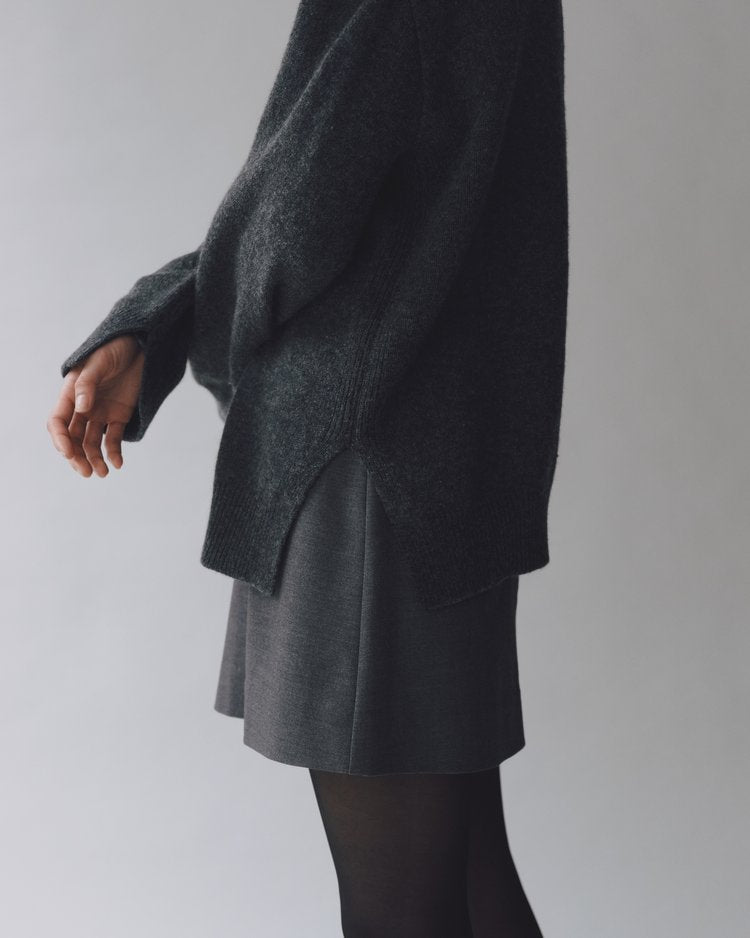 Cashmere blend High Neck Knit - Charcoal