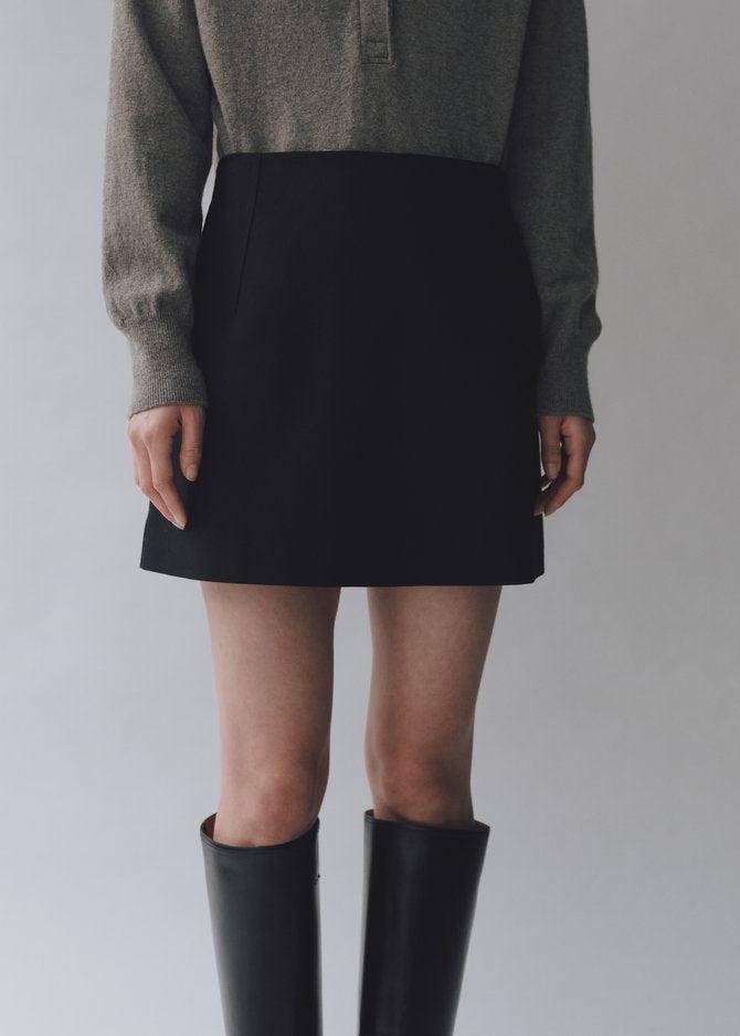 Wool Blend Mini Skirt - Black