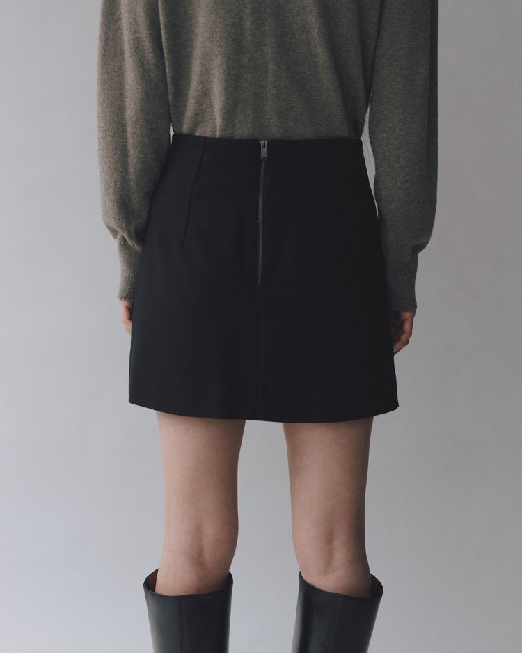 Wool Blend Mini Skirt - Black