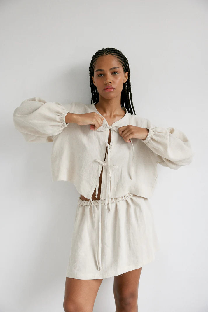 The Tie Top — Black Linen