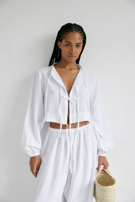 The Tie Top — Black Linen