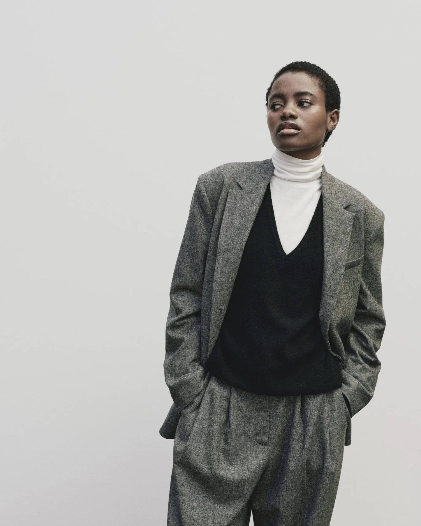 Wool Blend Oversized Jacket — Gray