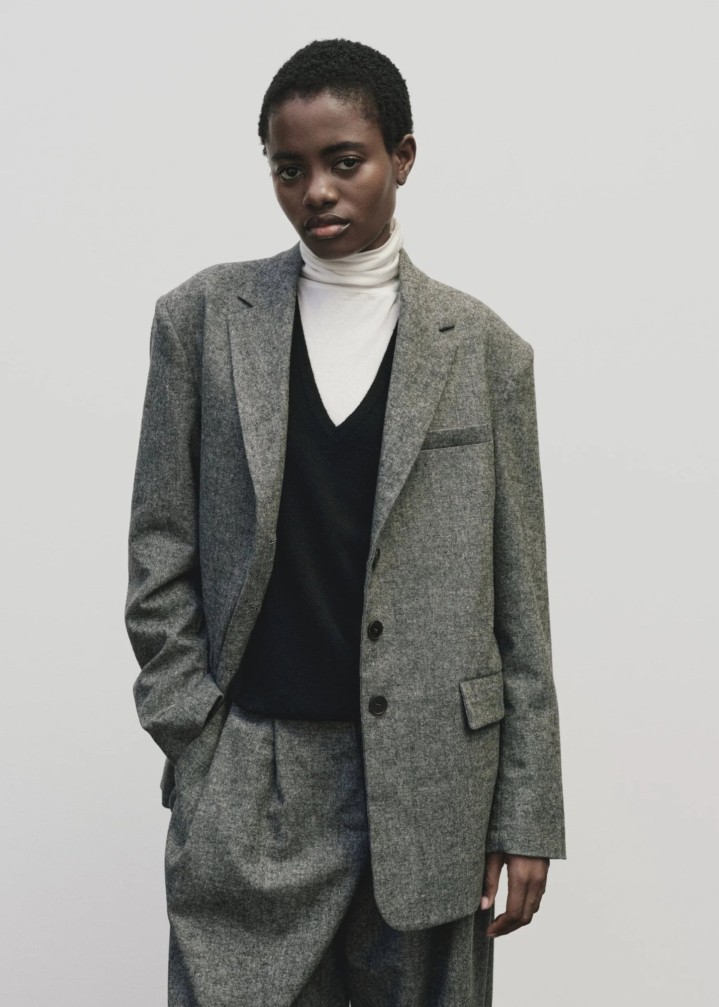 Wool Blend Oversized Jacket — Gray