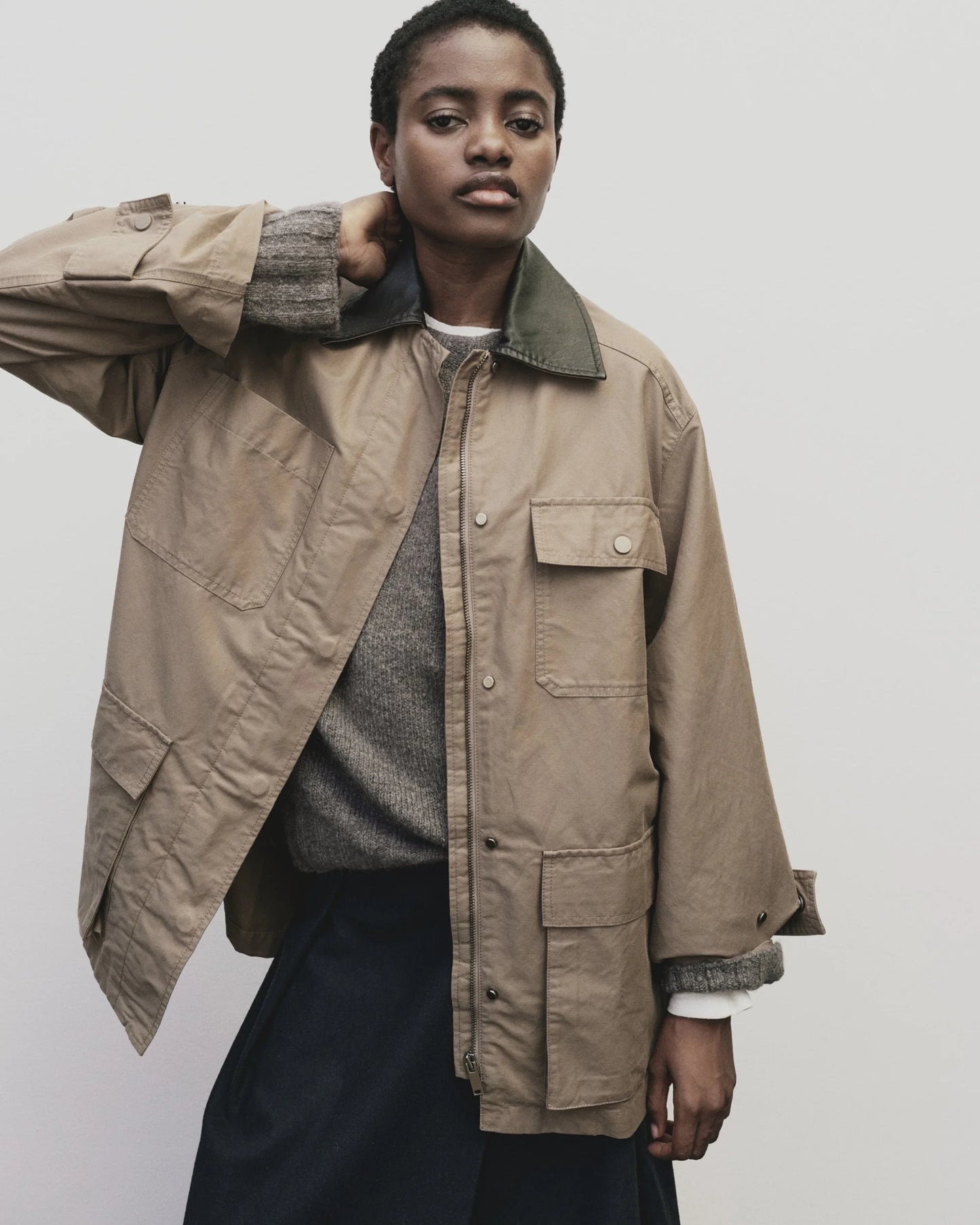 Oversized Jacket — Dark Beige