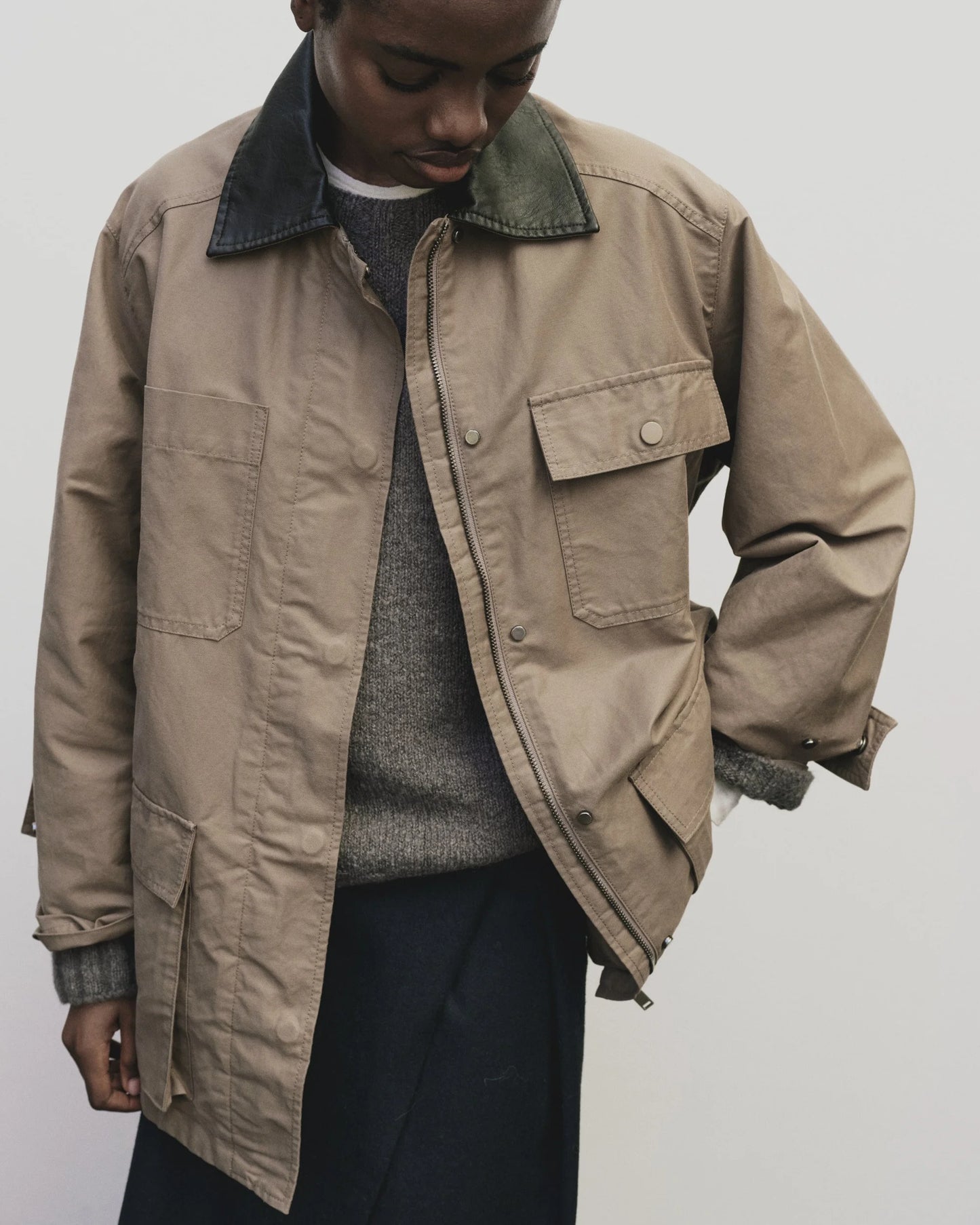 Oversized Jacket — Dark Beige