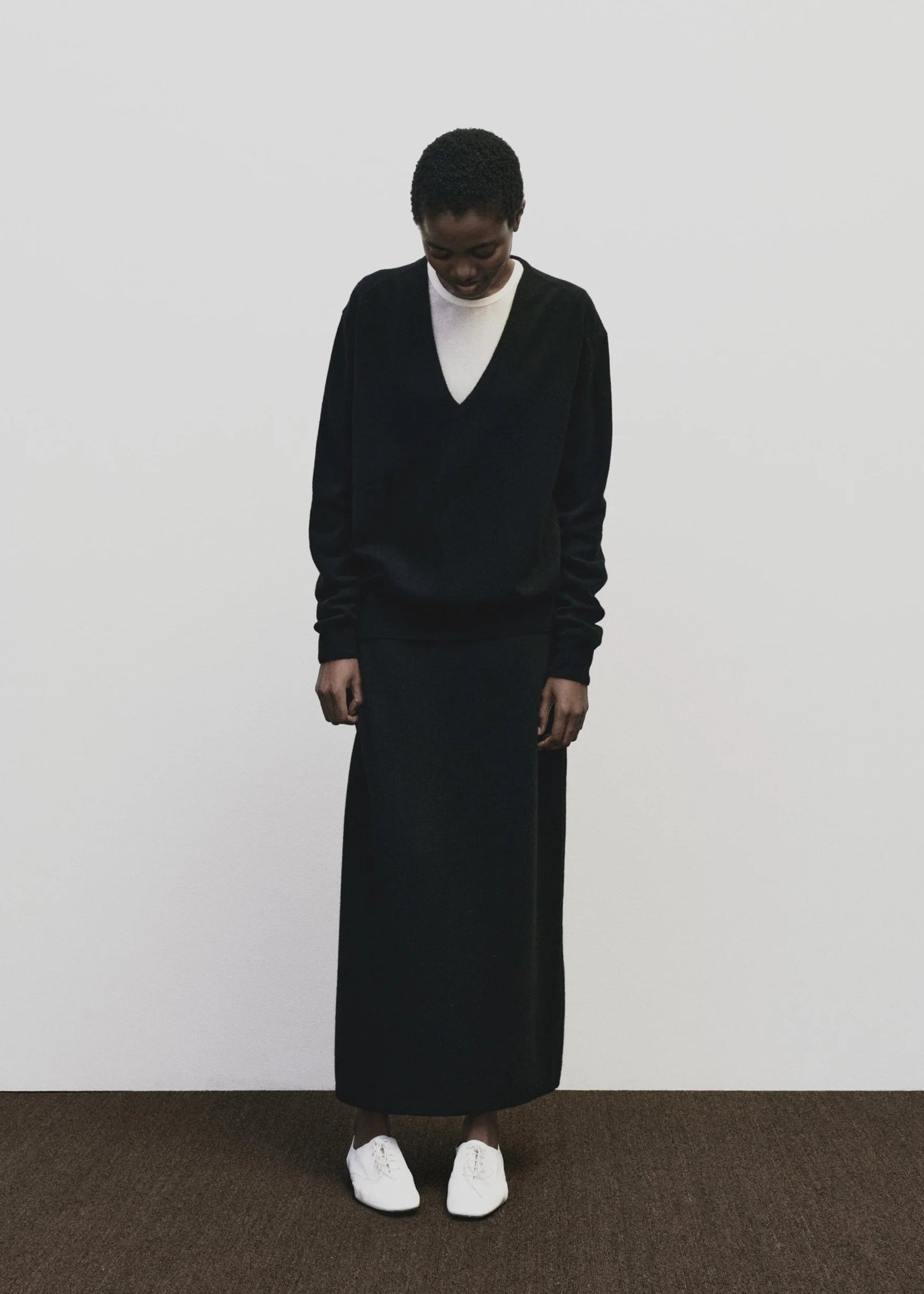 Cashmere Blend Knit Midi Skirt — Black