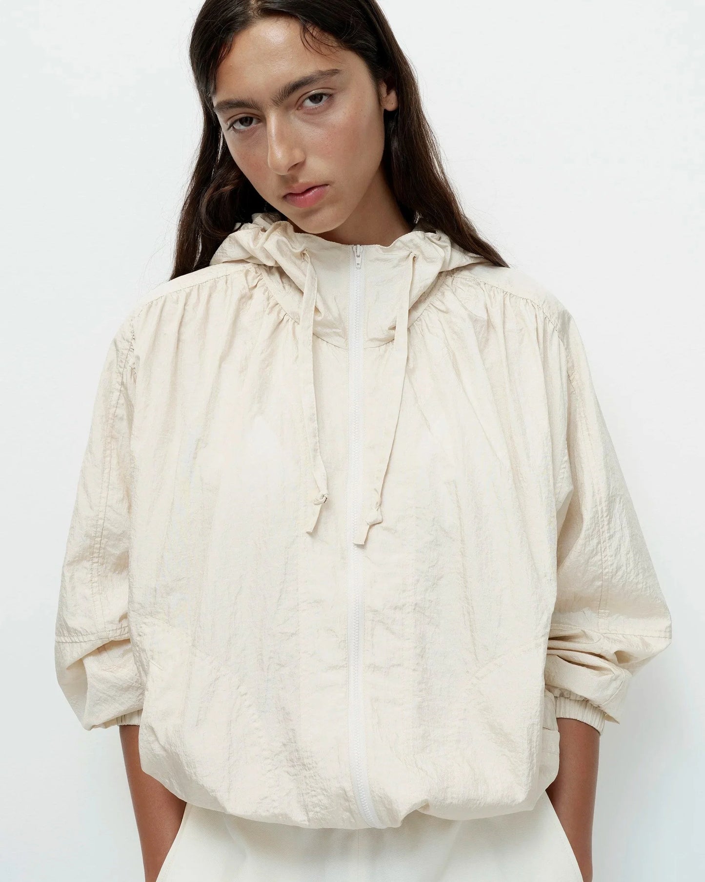 Shirred Anorak — Cream
