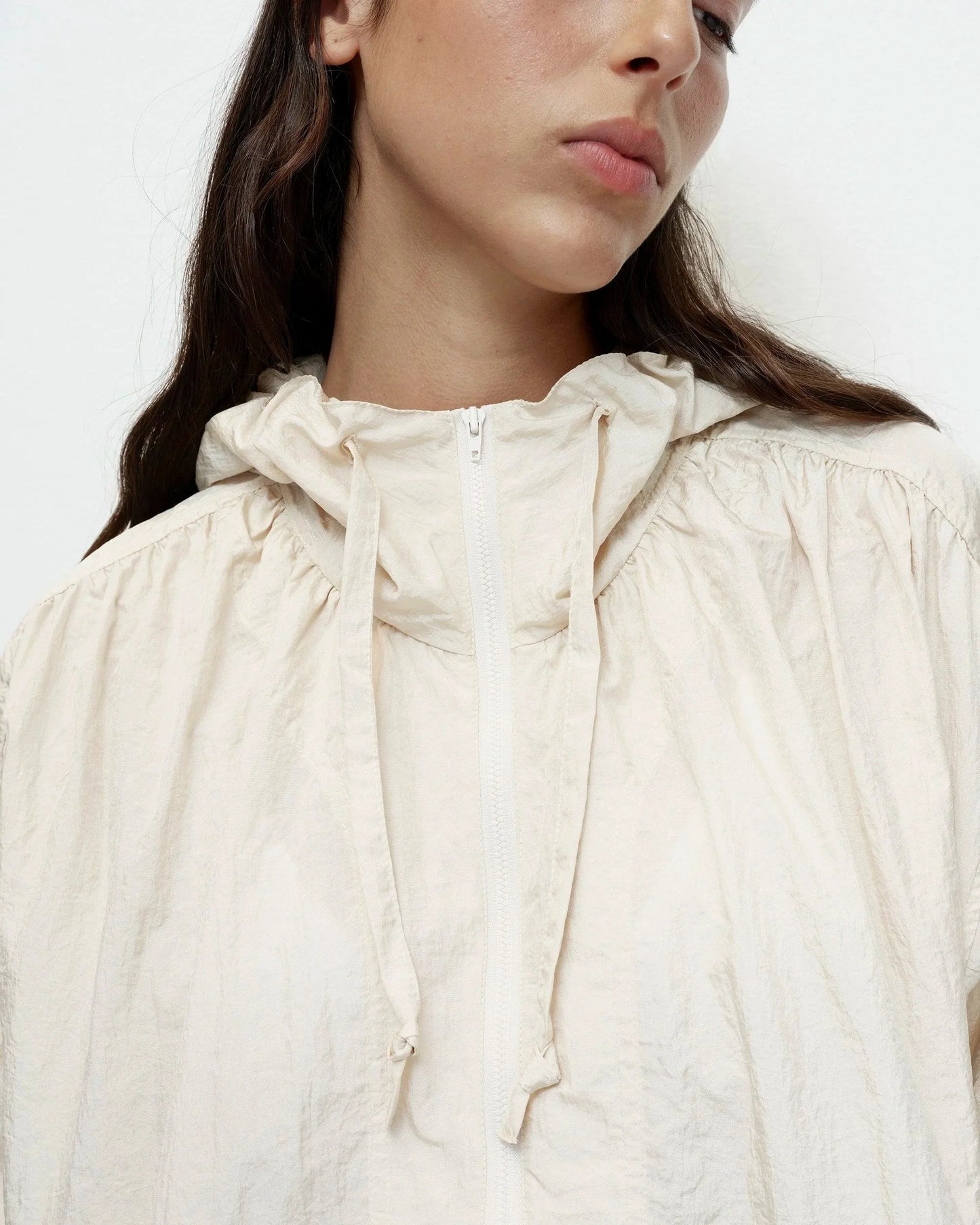 Shirred Anorak — Cream