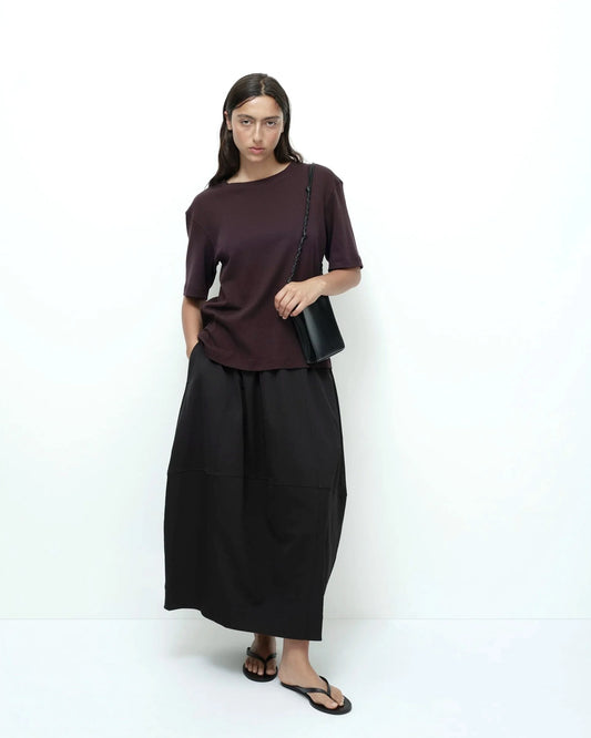 Balloon Midi Skirt — Black