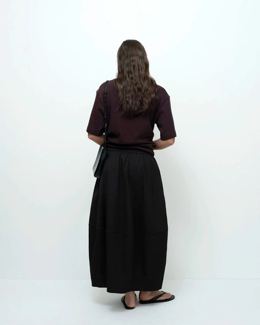 Balloon Midi Skirt — Black