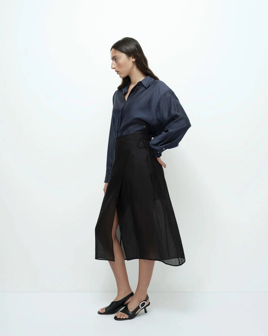 Organza Wrap Skirt — Black