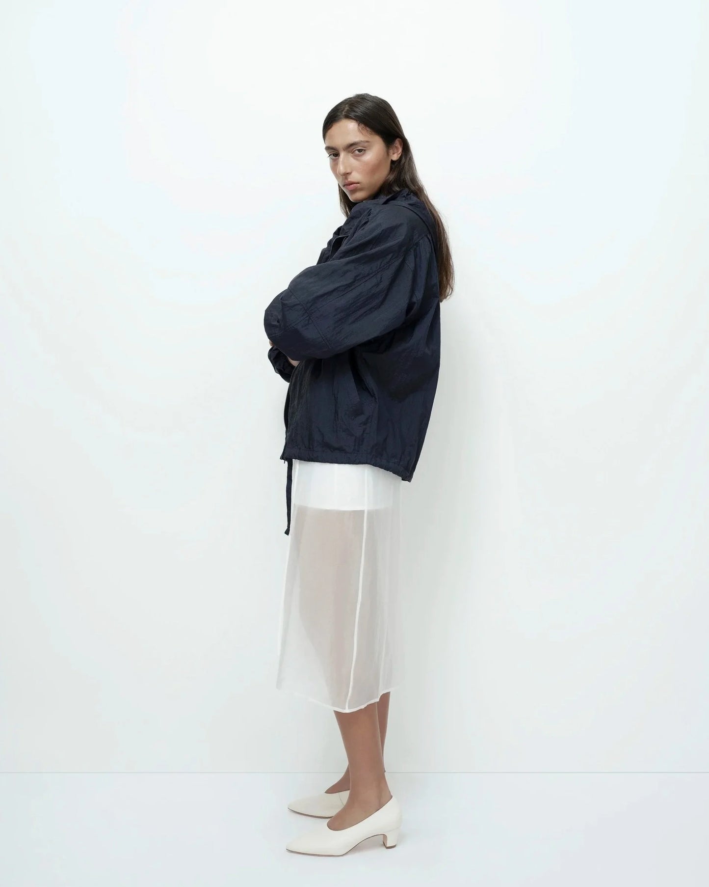 Shirred Anorak — Navy