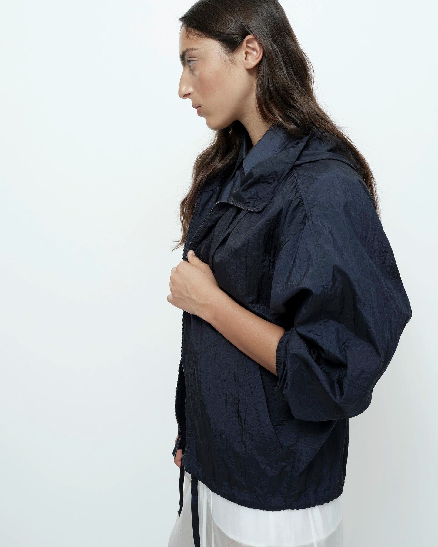 Shirred Anorak — Navy