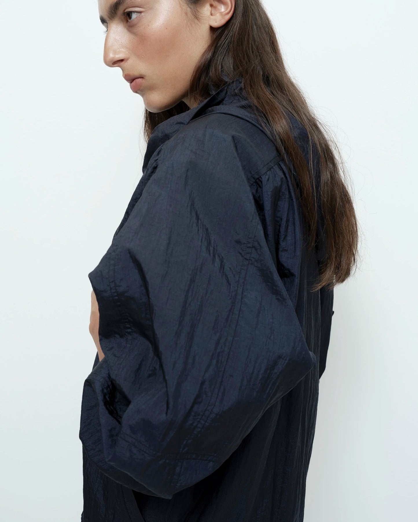 Shirred Anorak — Navy