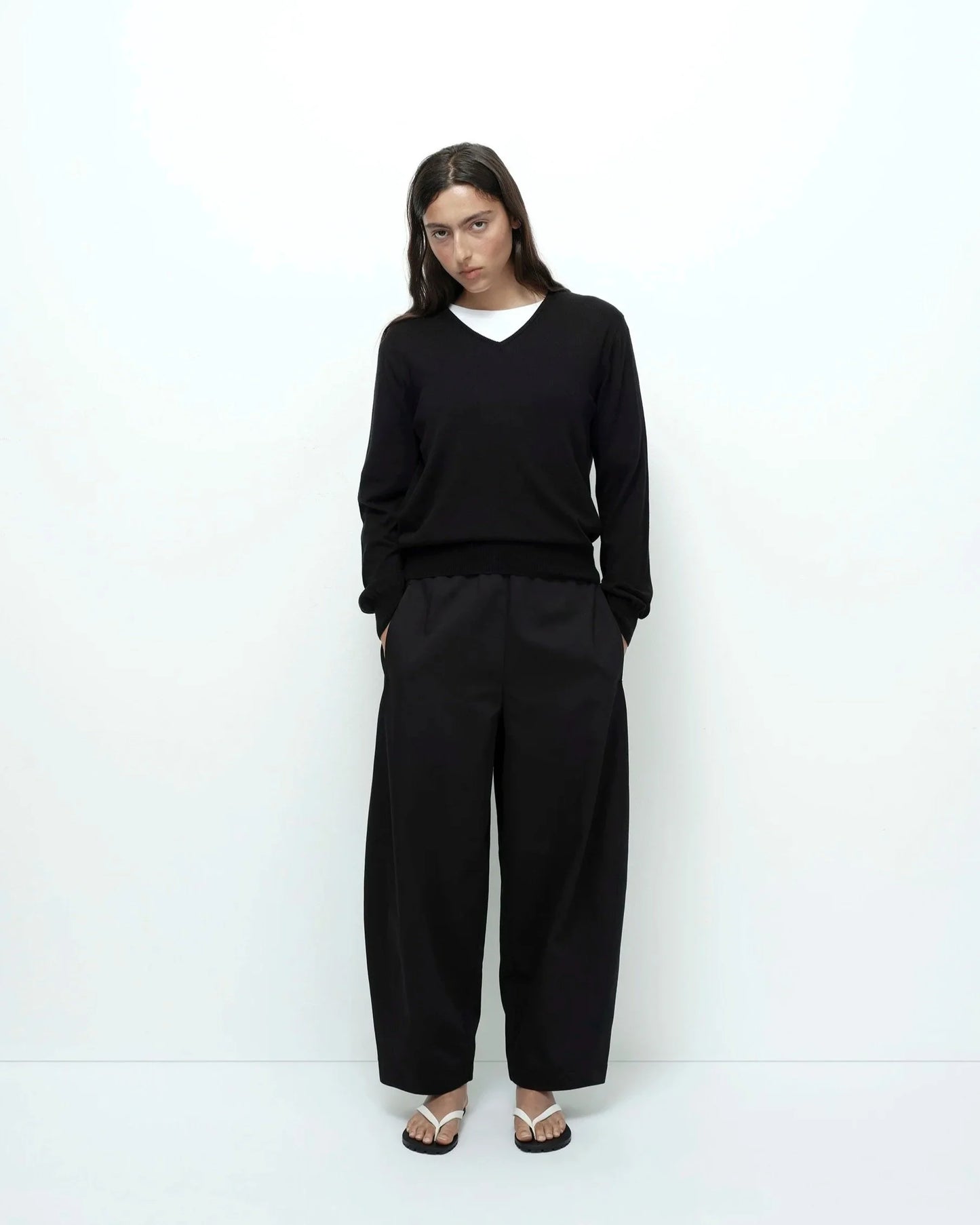 Cropped Balloon Pants — Black