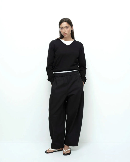Cropped Balloon Pants — Black