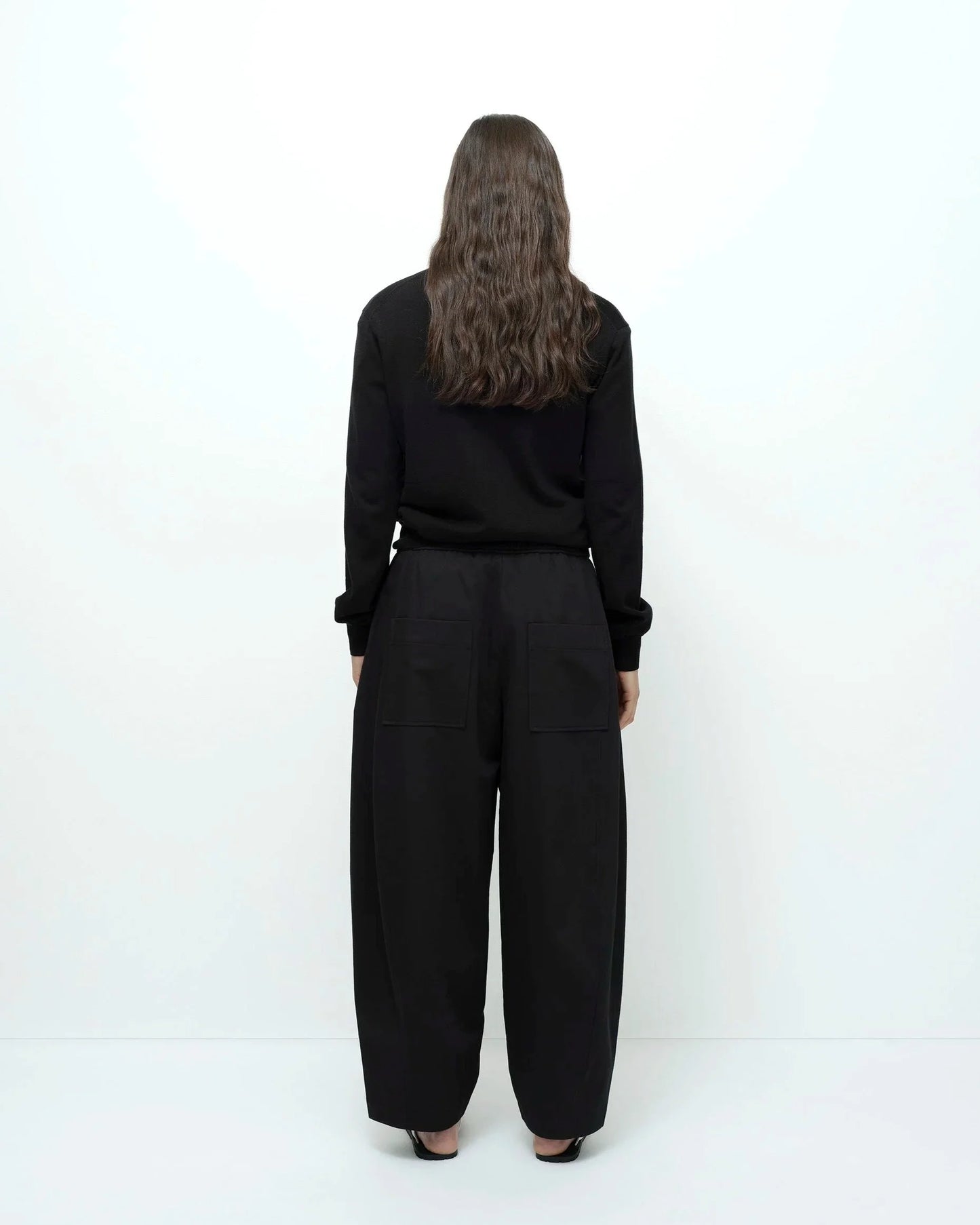 Cropped Balloon Pants — Black