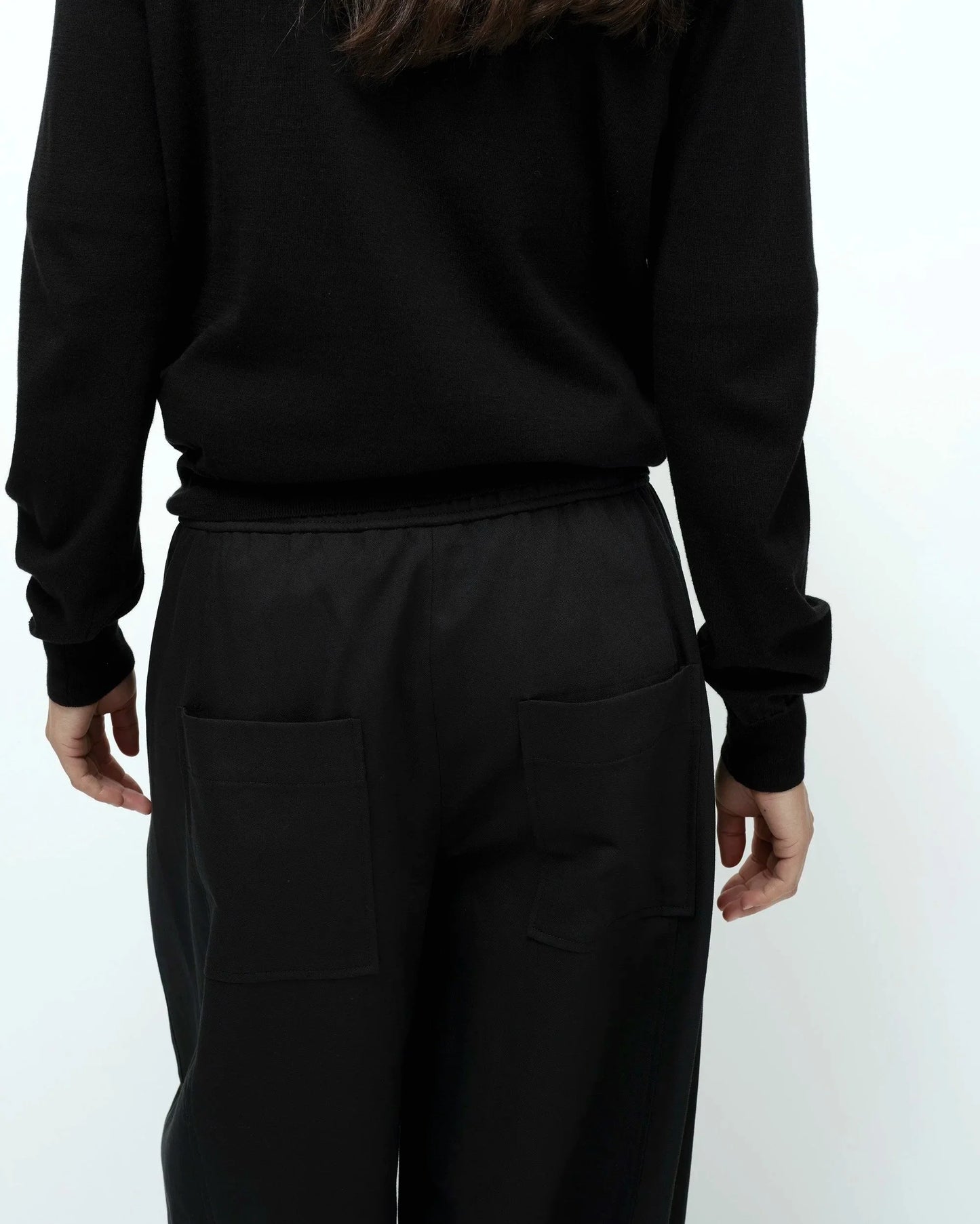 Cropped Balloon Pants — Black