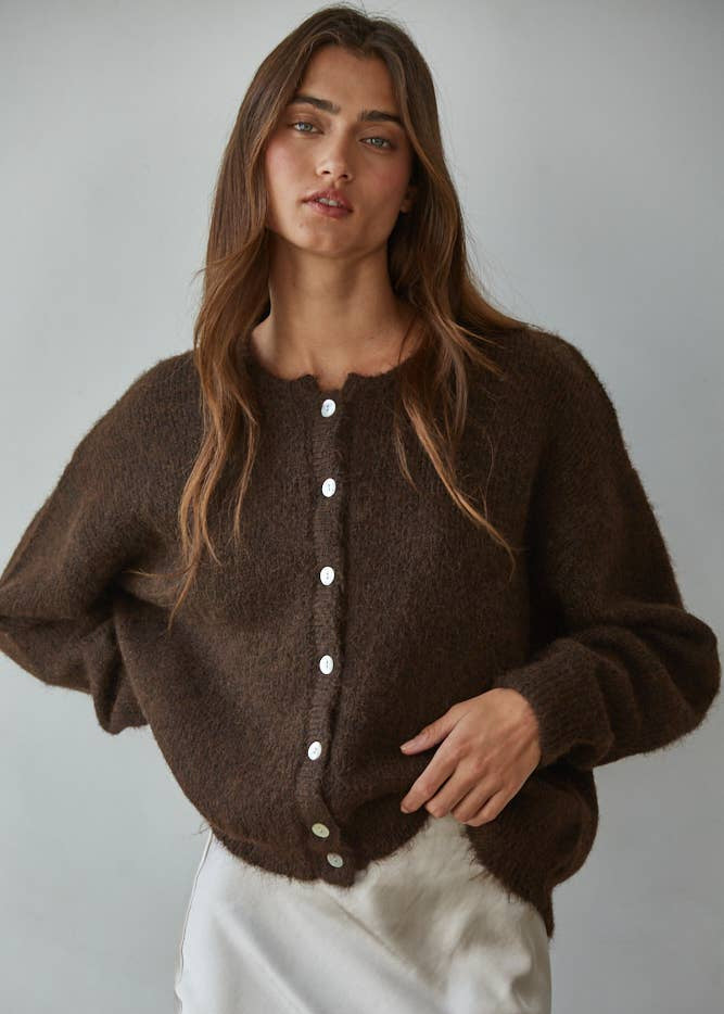 By Together Boxy Cardigan - Dark Chocolate