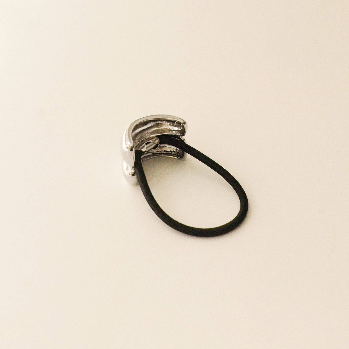 Mini Double Arch Metal Ponytail Hair Tie — Silver