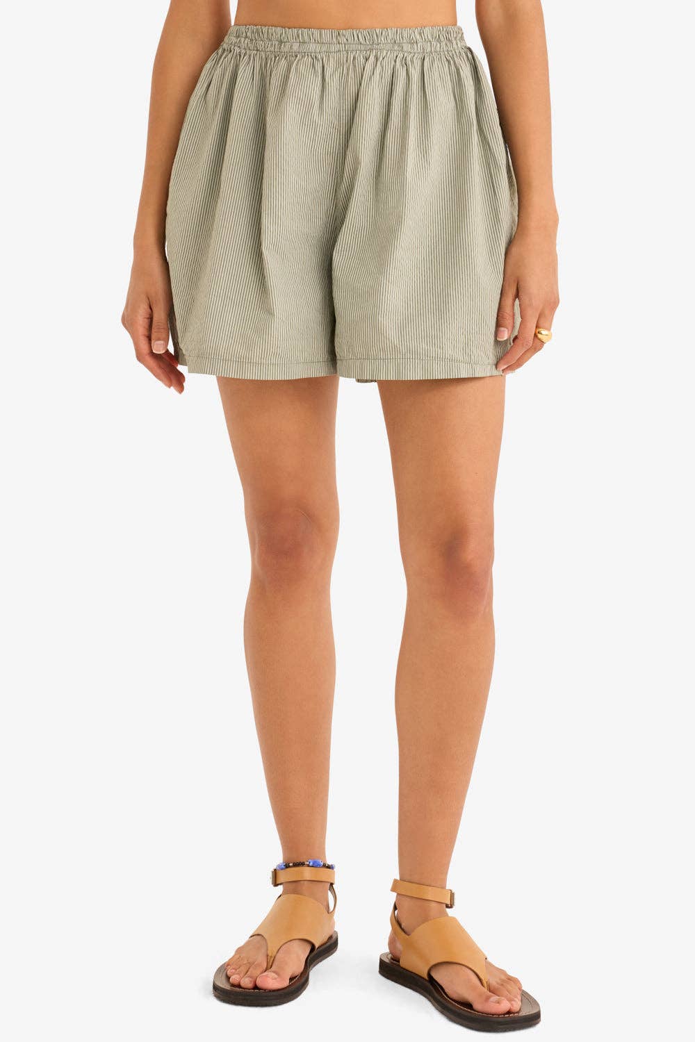 The Poplin Boxer Shorts - Olive Stripe