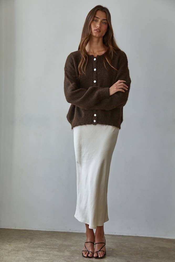 By Together Boxy Cardigan - Dark Chocolate