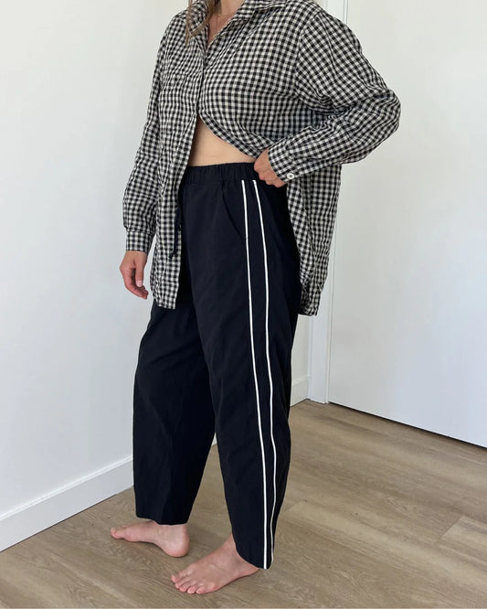 Jules Pant — Black with White Piping