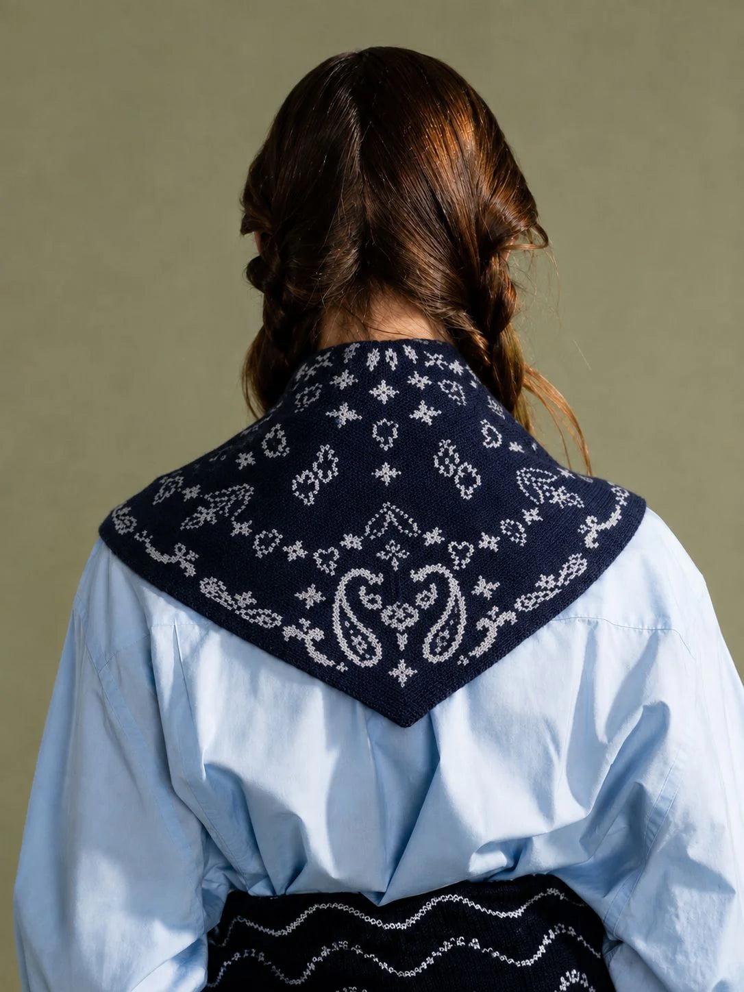 Cashmere Bandana Scarf — Navy
