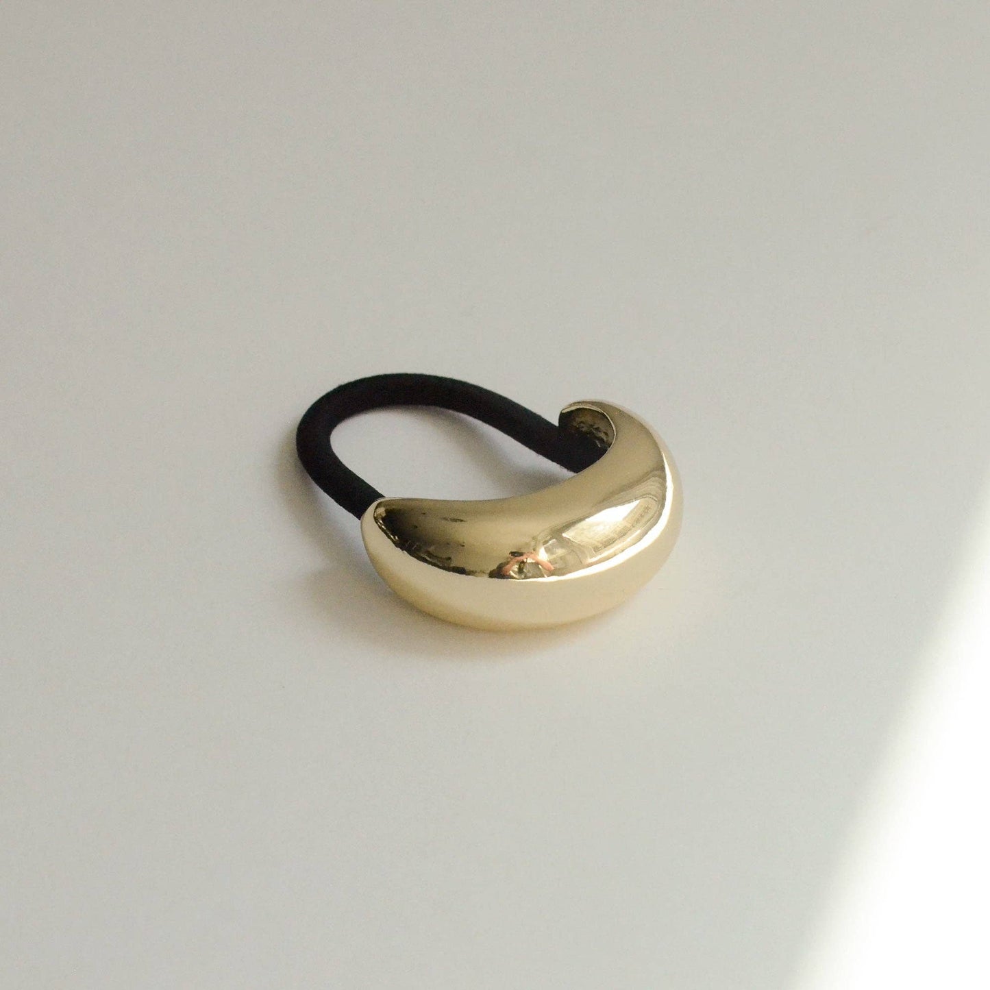 Narrow Crescent Metal Cuff Hair Tie — Gold