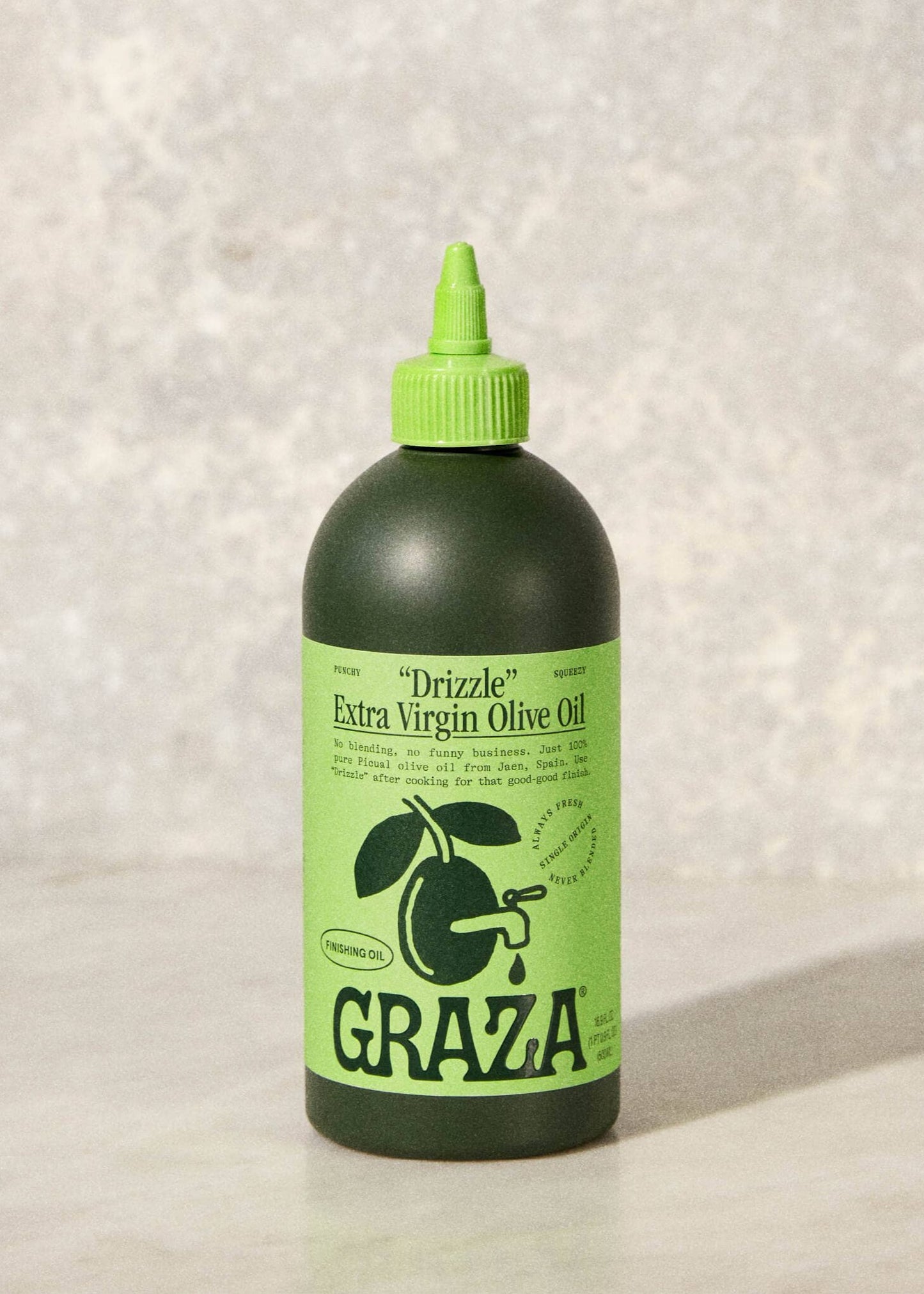 "Drizzle" extra vigin olive oil