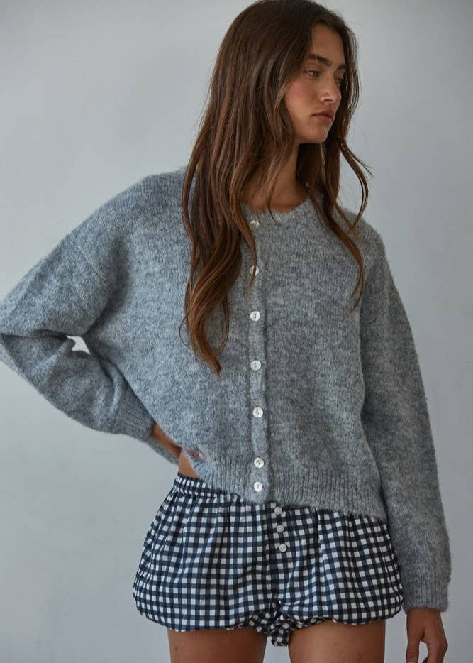 By Together Boxy Cardigan - Heather Grey